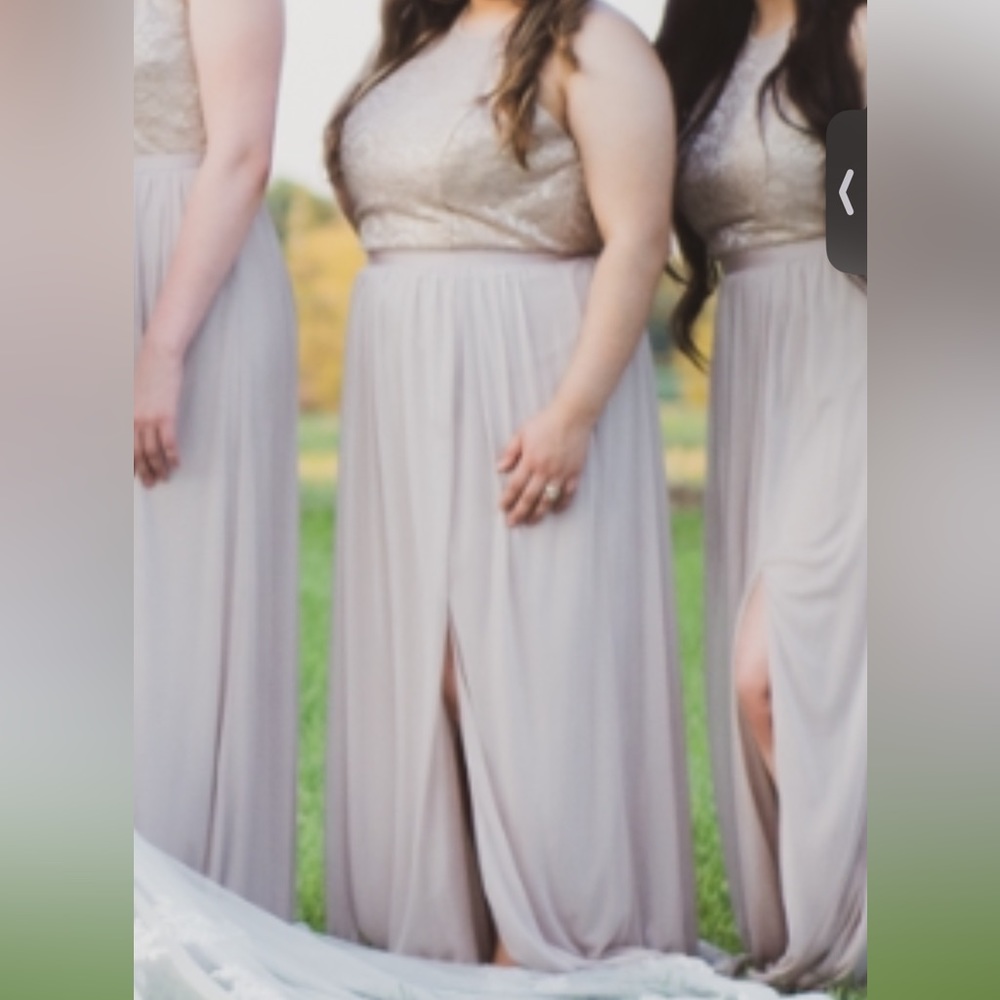 Tan floor length Lace gown